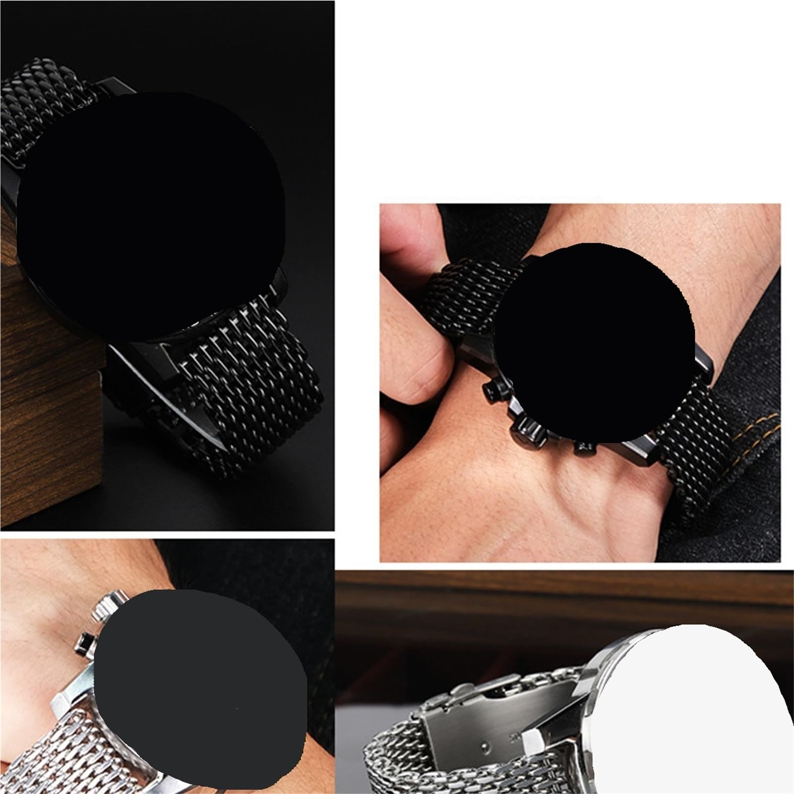 Cinturino in maglia di acciaio inossidabile da uomo e donna con sgancio rapido 20 mm, 22, 24
