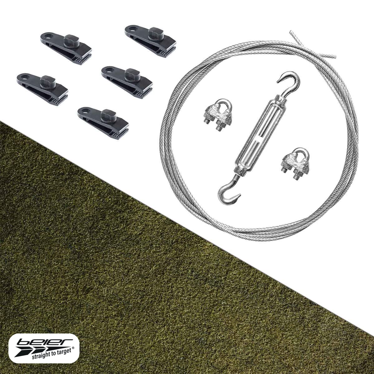 Pfeilfangmatte Green Nature I Set + Zubehör I grün 2m hoch bis 16m breit I Armbrust & Bogenschießen Pfeilfang I Pfeil Auffangmatte fertig zur Montage I by Beier Germany