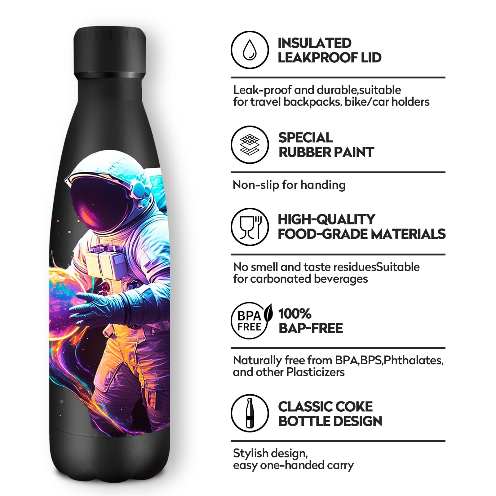 Borraccia Termica 500ml, Borraccia Termiche Personalizzata, senza BPA, Bottiglia Termica a Prova di Perdite per Viaggi, Scuola, Sport - 3