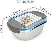 Vista 2 de Contenedor grande de acero inoxidable de 57.5 fl oz con tapa, contenedor de almuerzo de metal Bento para adultos, contenedor reutilizable