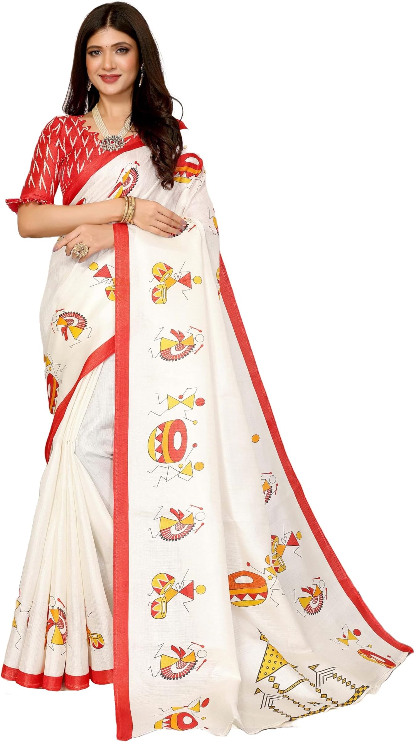 Womens Elegant Printed Art Silk Saree with Matching Blouse Material - Perfect for Festive and Special Occasions, Exquisite Design and Vibrant Colors