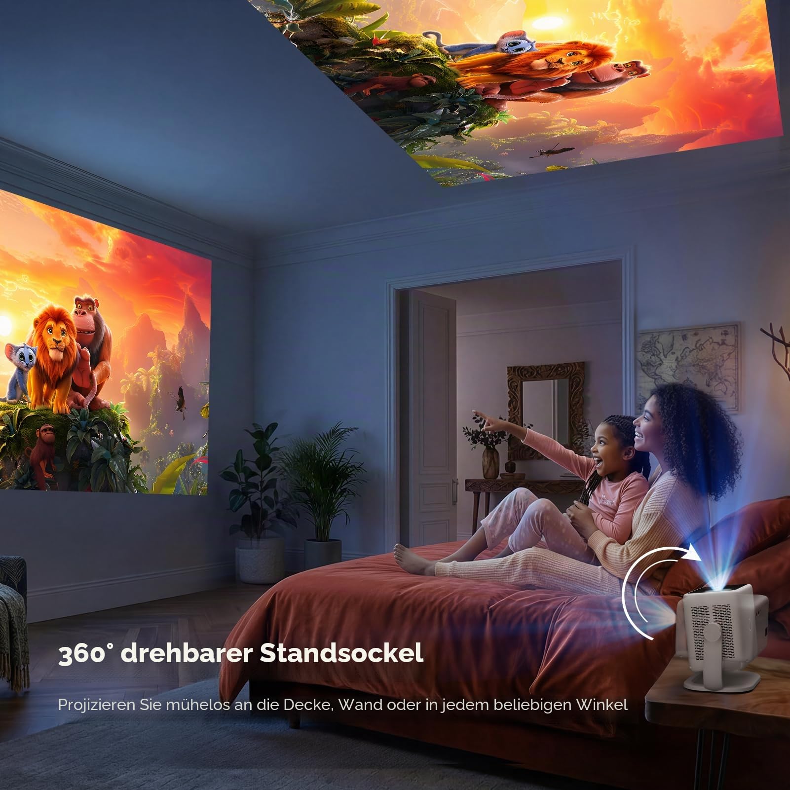 Caydo P3 Kunstprojektor, nativer 1080P Zeichenprojektor für Künstler | Integrierte exklusive Zeichen-App, Autofokus und Trapezkorrektur, 360° drehbarer Standfuß, Projektion von 40″ bis 120″