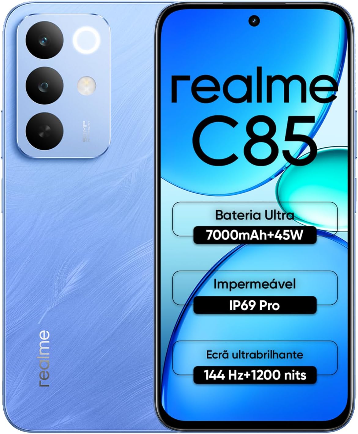 Celular Realme C85, 6GB RAM 128GB ROM Tela de 6.8
