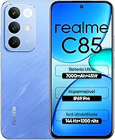 Celular Realme C85, 6GB RAM 128GB ROM Tela de 6.8" 144Hz 7000mAh Batteria 45W, IP69, 50MP Camera Dual 4G SIM (Azul)