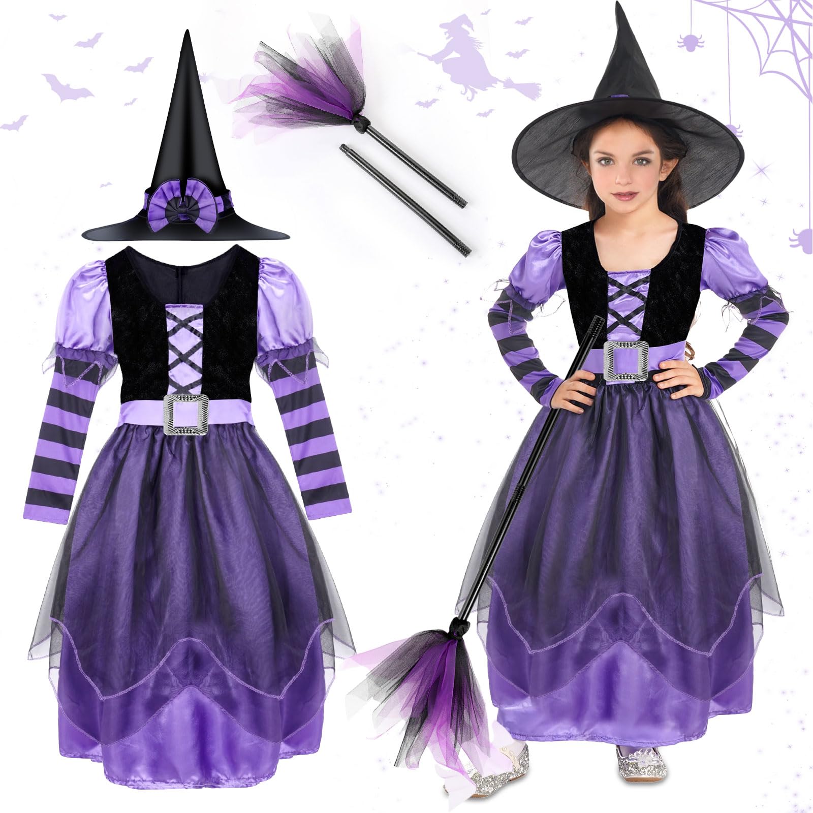 Exatta Déguisement D'Halloween Sorciere Enfant Pour Fille, Kit