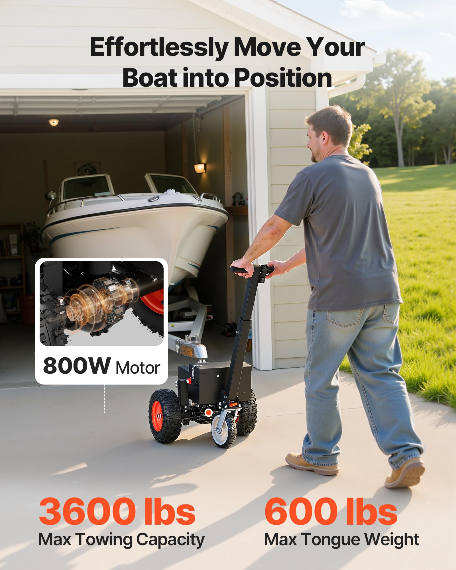 VEVOR Enganche Eléctrico para Remolque, Capacidad Máxima 1633 kg, Carga Vertical Máxima de 272 kg, 800 W, con Acoplamientos de Bola de Remolque para Autocaravanas, Camiones