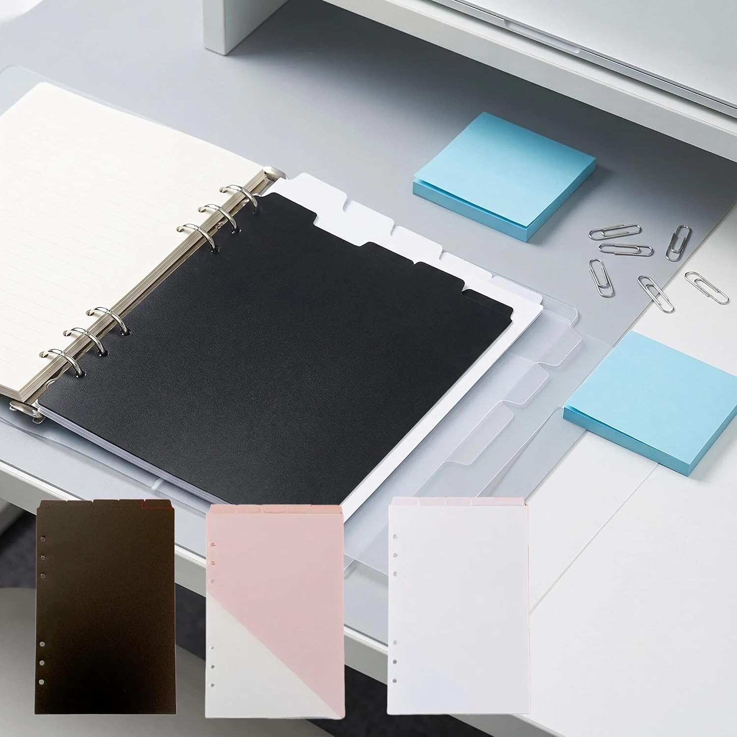 5/7Pcs A5 Plastic Binder Dividers, 6 Ring Index Tabs with Labels, Translucent PVC Planner Inserts for Budget & Personal Planner, Easy Organization and Viewing of Records