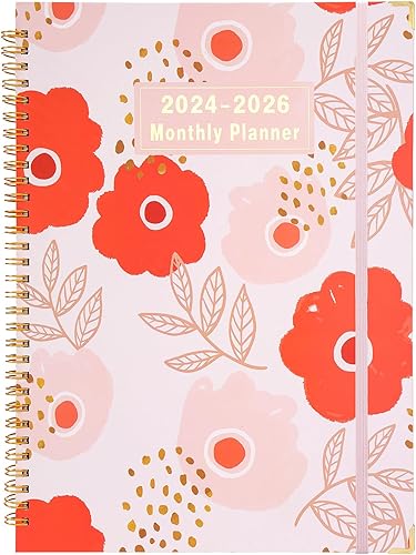 Agenda mensual 2024-2026 encuadernada en espiral, calendario de 3 años, agenda mensual de enero de 2024 a diciembre de 2026, 11.3 x 8.8 pulgadas,