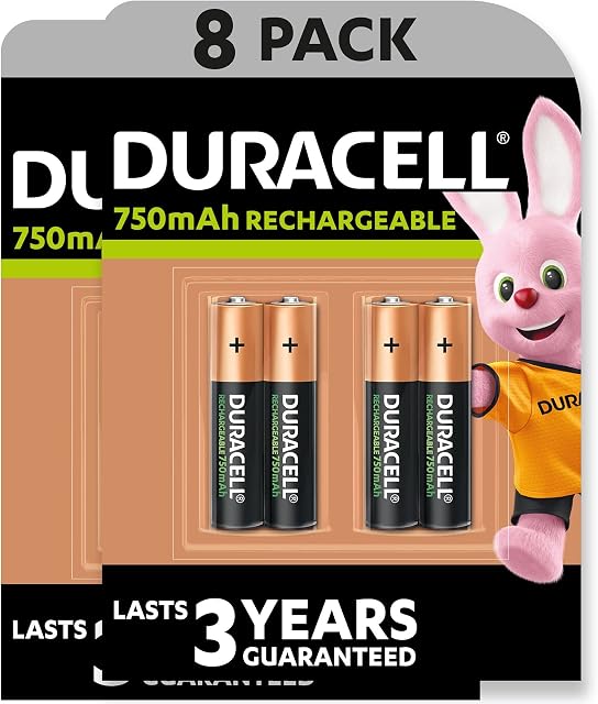 Duracell 5008519 Rechargeable AAA 750 mAh Batteries, Pack of 8 (Amazon Exclusive)