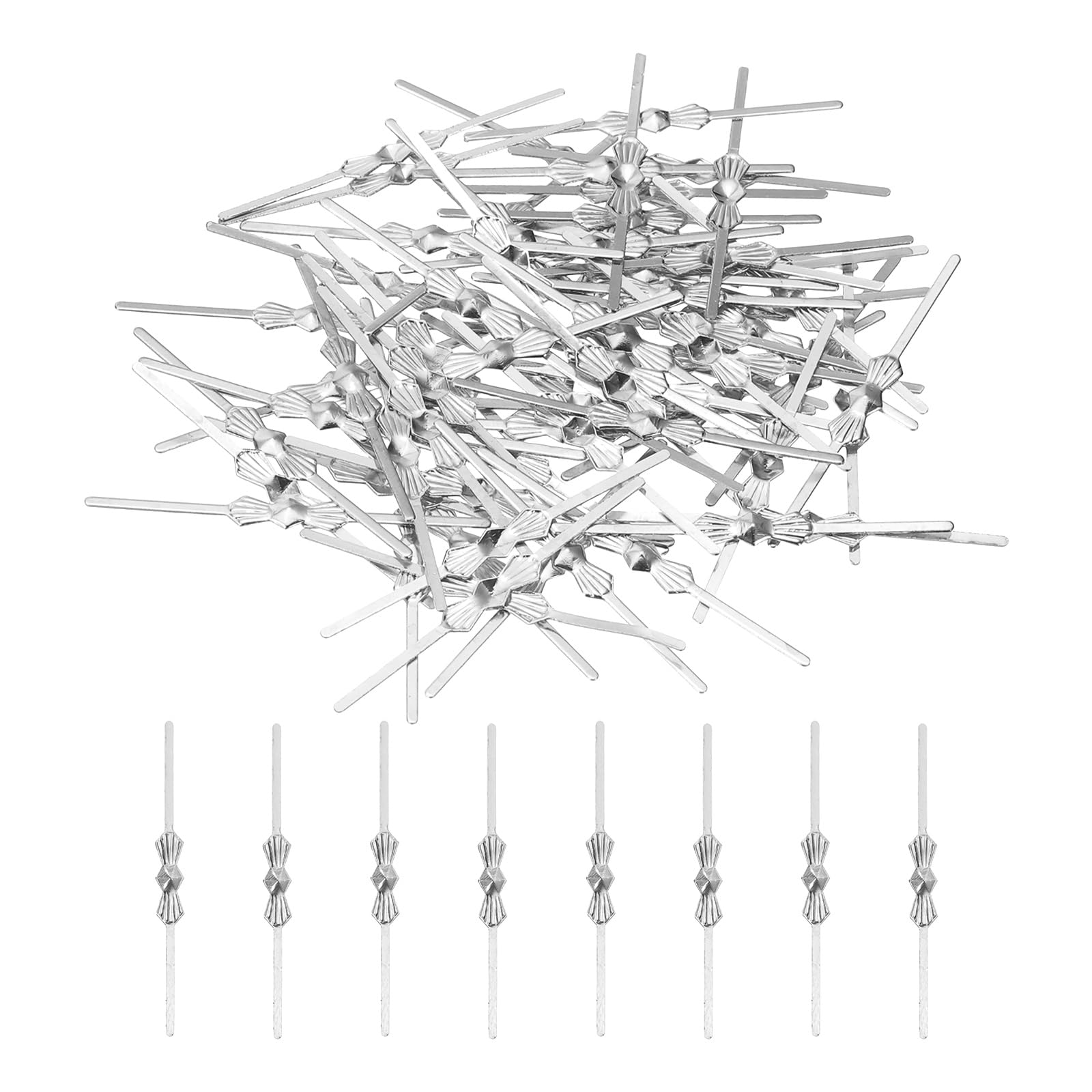 sourcing map 150Pcs Chandelier Connector Clip, 40mm/1.57" Copper Crystal Chandelier Pin, Lamp Connectors Clips Replacement for Fastening Crystals Lamp Ceiling Light Parts, Silver Tone