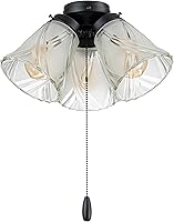 Vista 16 de Aspen Creative 22013-1, Kit de luces para ventilador de techo de tres luces con cadena de tracción, acabado blanco mate con pantallas de vidrio