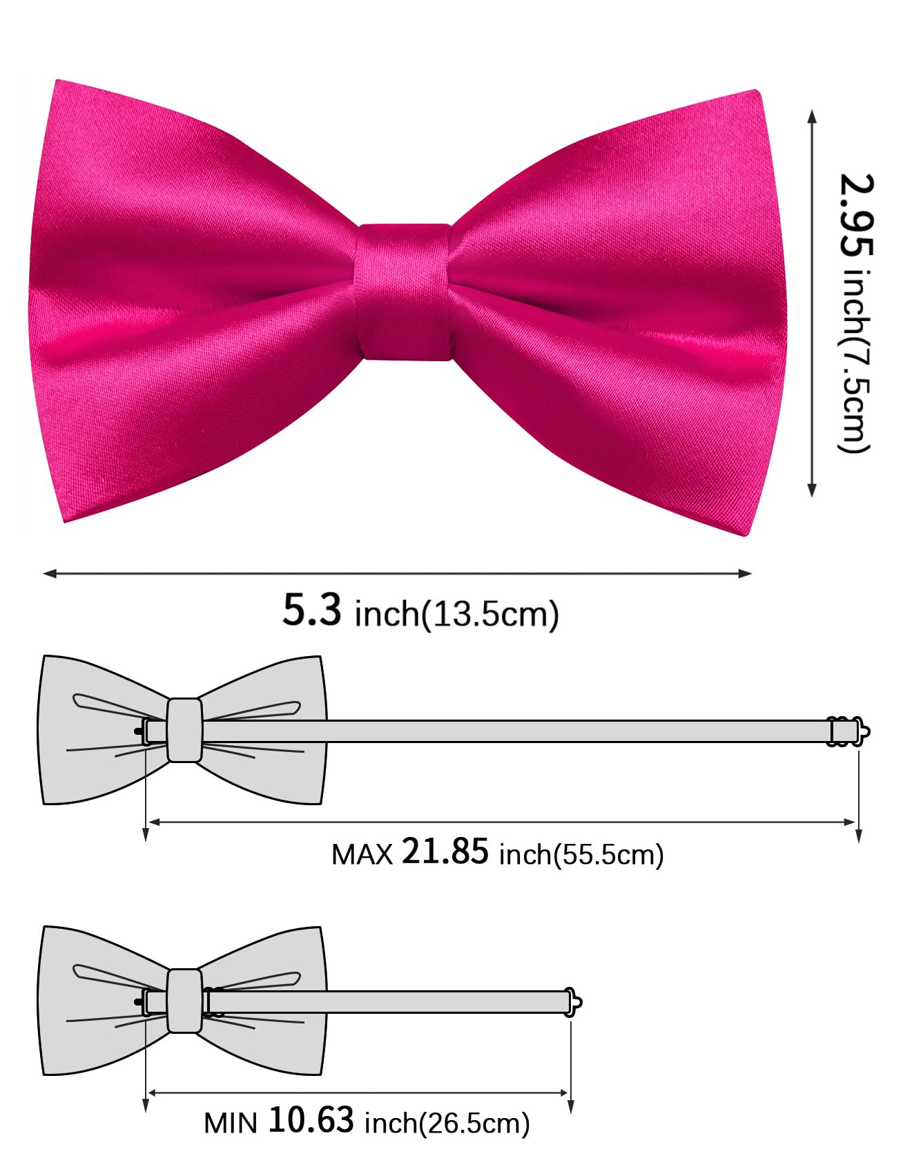 Set di gemelli da uomo con papillon e tasca quadrata in seta, pre-annodato, regolabile, per feste di nozze e affari