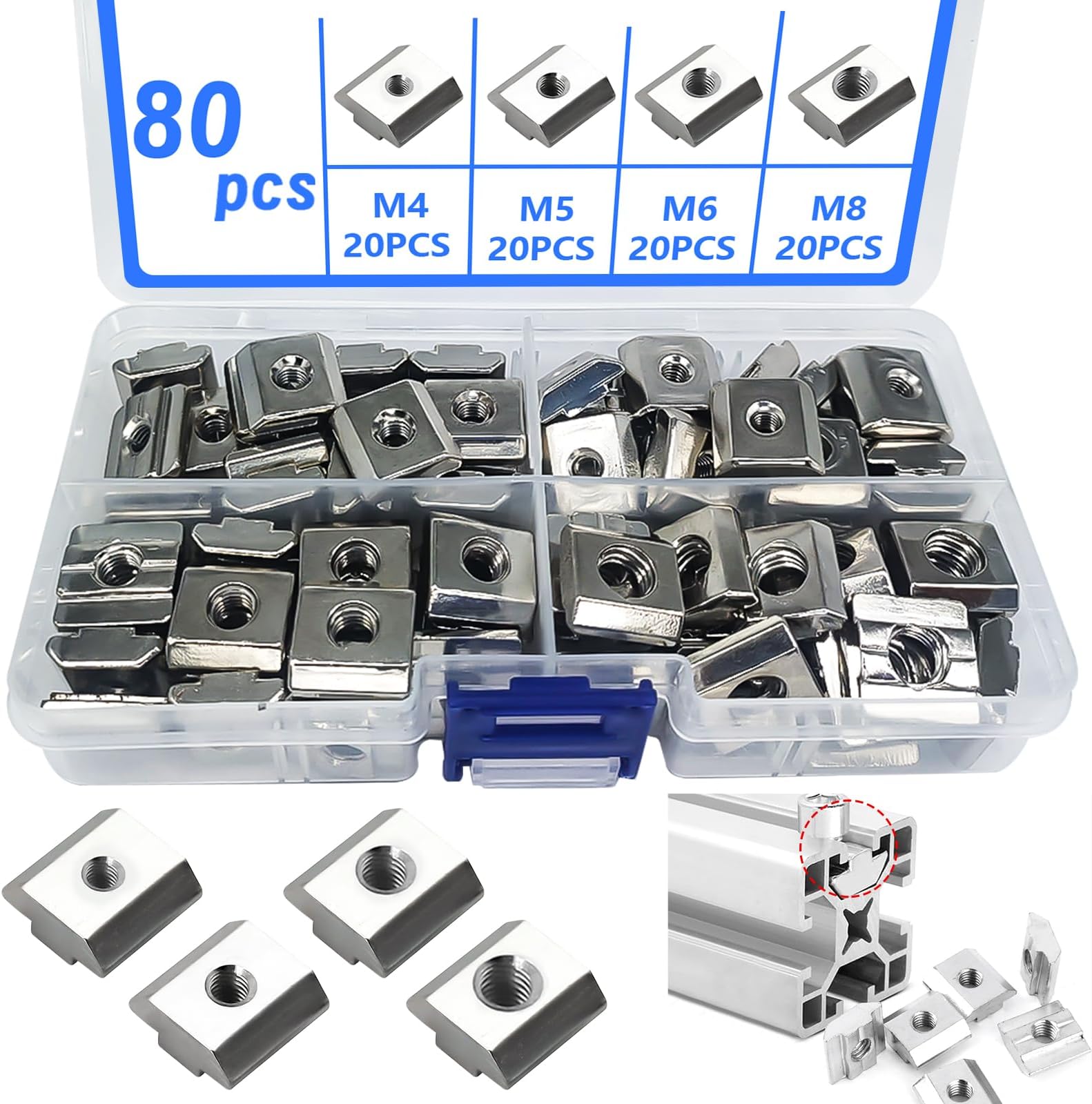 KINETIK Hammermuttern M6 Edelstahl - 20 Stück, Nut 10
