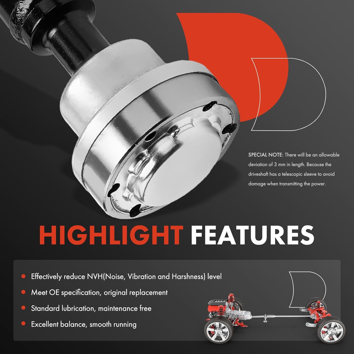 A-Premium Front Complete Drive Shaft Prop Shaft Driveshaft Assembly Compatible with Land Rover Range Rover 2013-2019, Range Rover Sport 2014-2020, Discovery 2017-2019, 4WD, Replace# LR057620