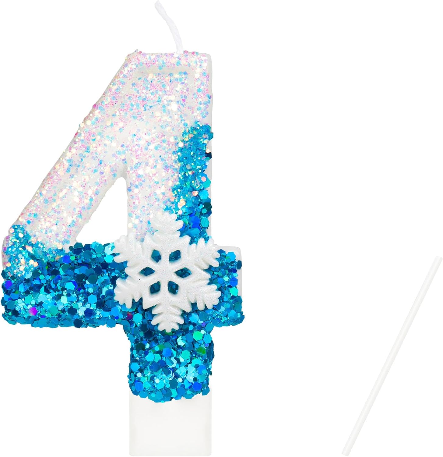 3.74 inch Birthday Candles Number 4 Candle, Elsa Themed