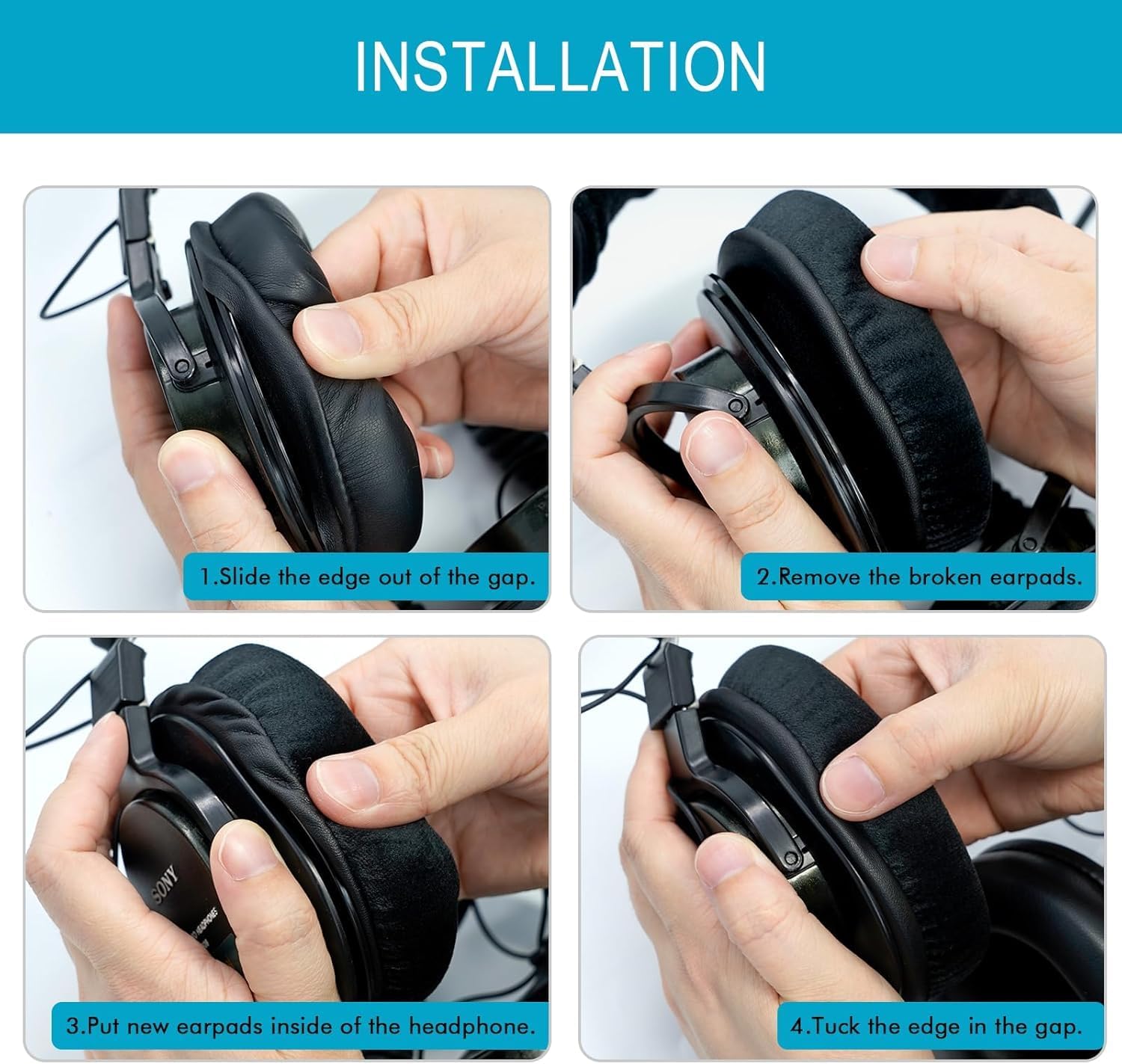 Replacement for Sony MDR 7506 Earpad Cushions, Noise Isolation Over Ear Headphone Pads for Sony MDR-7506 V6 V7 CD900ST, Soft Velour and Memory Foam (Black) - Image 7