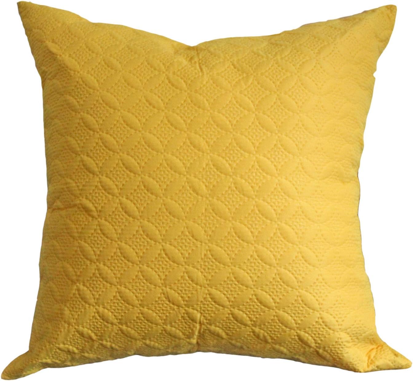 HOMESCAPES Yellow Ochre 30 x30 Inch Ultrasonic Quilted Cushion Cover