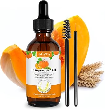 Pumpkin Seed Oil for Hair Growth, Organic Pumpkin Seed Oil, 100% Pure Cold Pressed, Help Growth for Eyebrows, Eyelashes & Dry Damaged Hair, Moisturizing Scalp,Face, Nails, Body, Skin, 1 Pack