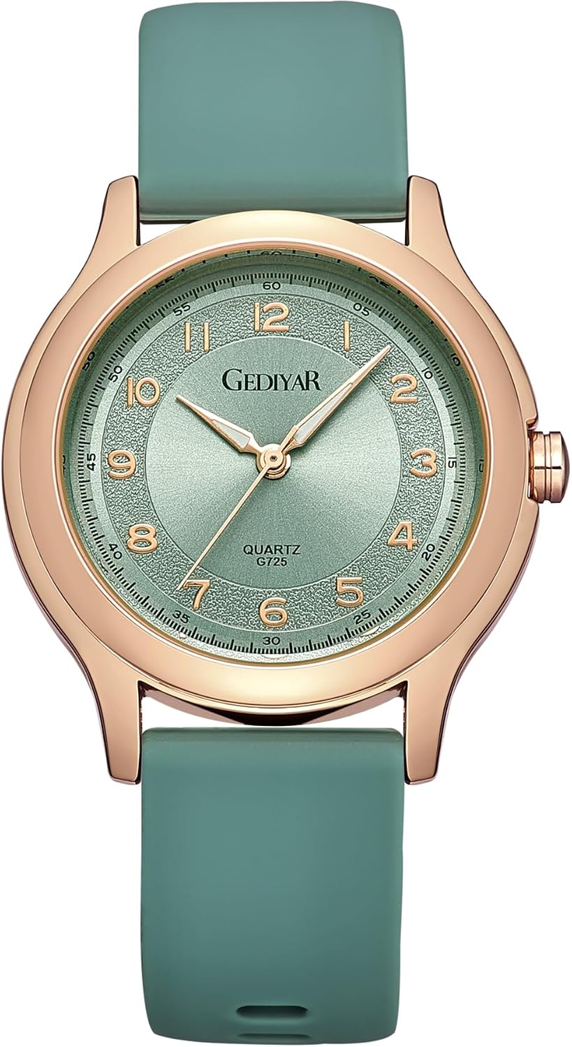 Women Analog Quartz Watch, Large Easy Read Numeral Dial Casual Wrist Watch with Soft Silicone Band, 3ATM Waterproof Sports Dress Wristwatch for Ladies Nurses