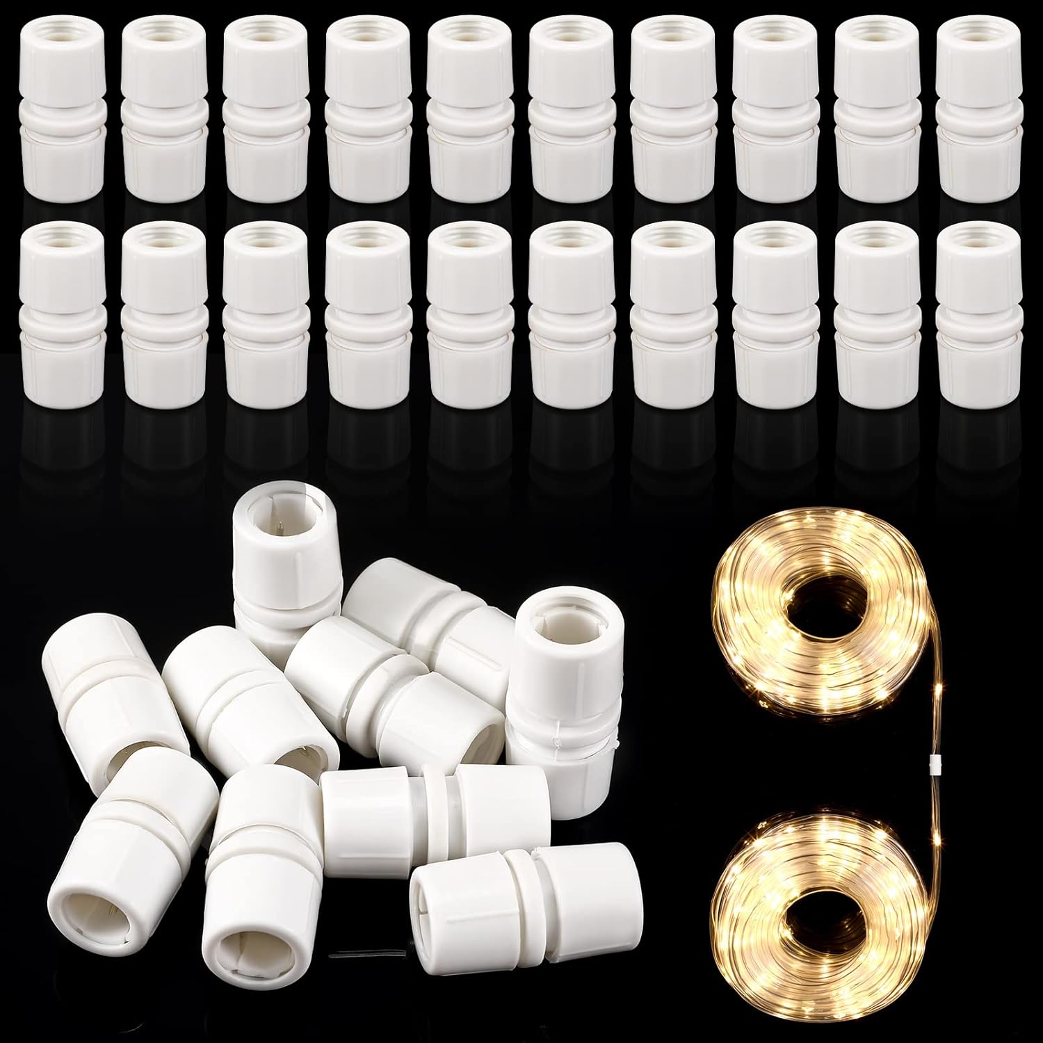 20 Pieces 1/2" I Type LED Rope Light Connectors 2 Pin Led