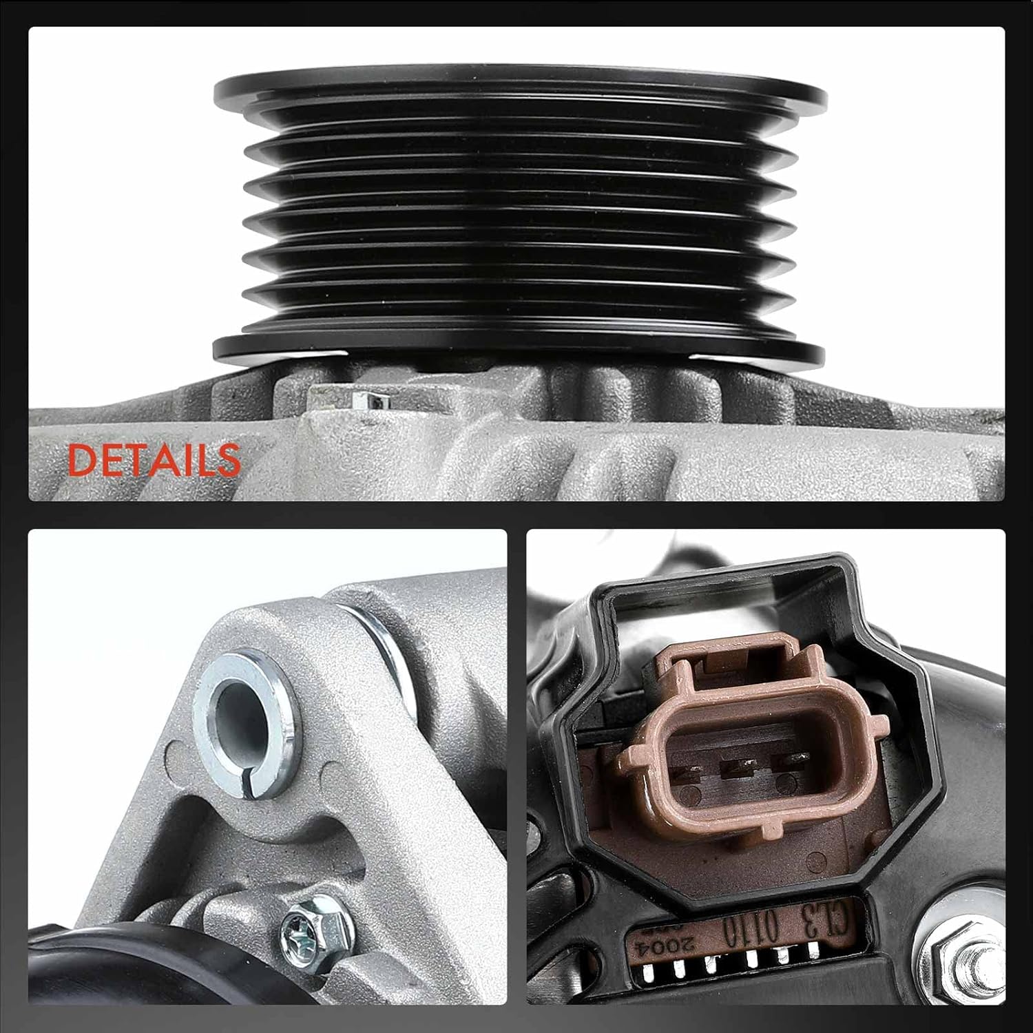 A-Premium Alternator Compatible with Ford Thunderbird 2003-2005 V8 3.9L & Lincoln LS 2003-2006 V8 3.9L, 12V 140A Clockwise 6-Groove Pulley, Replace# 104210-3201, 104210-4910, 104210-3202