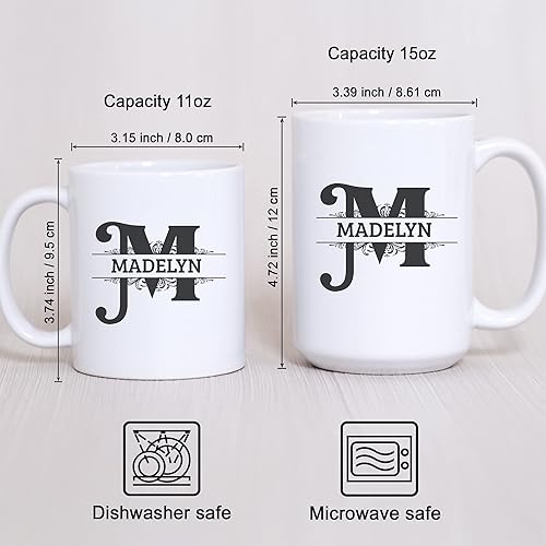 Miniatura 4 de Taza de café con inicial con nombre, taza personalizada para mujeres para hombres, regalos con monograma, tazas de café con nombre personalizado,