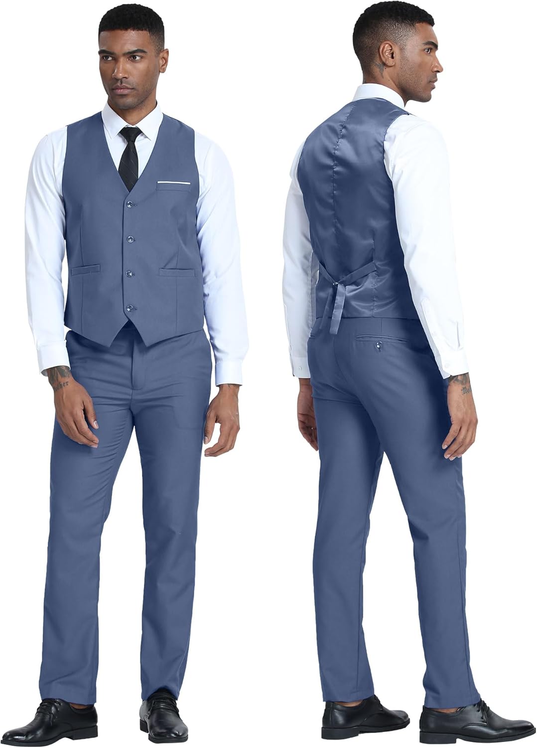 Men's 3 Piece Slim Fit Suit Set, Two Button Blazer Solid Suit Jacket Vest Pants Tuxedo Set for Wedding Prom - Image 3