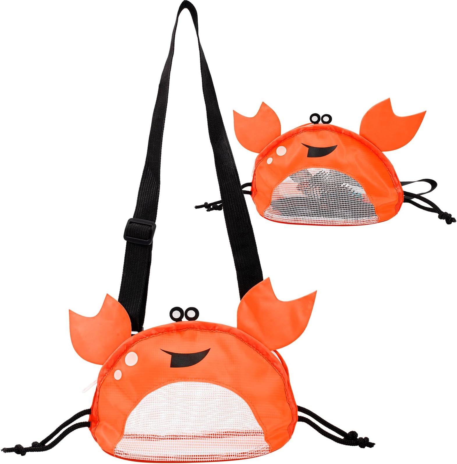 Kids Beach Bag with Zipper,Beach Mesh Bag with Adjustable Shoulder Straps,Crab-Shaped Seashell Bag Shell Collecting Sand Toys Bags Small Tote Beach Summer Accessories for Boys Girls
