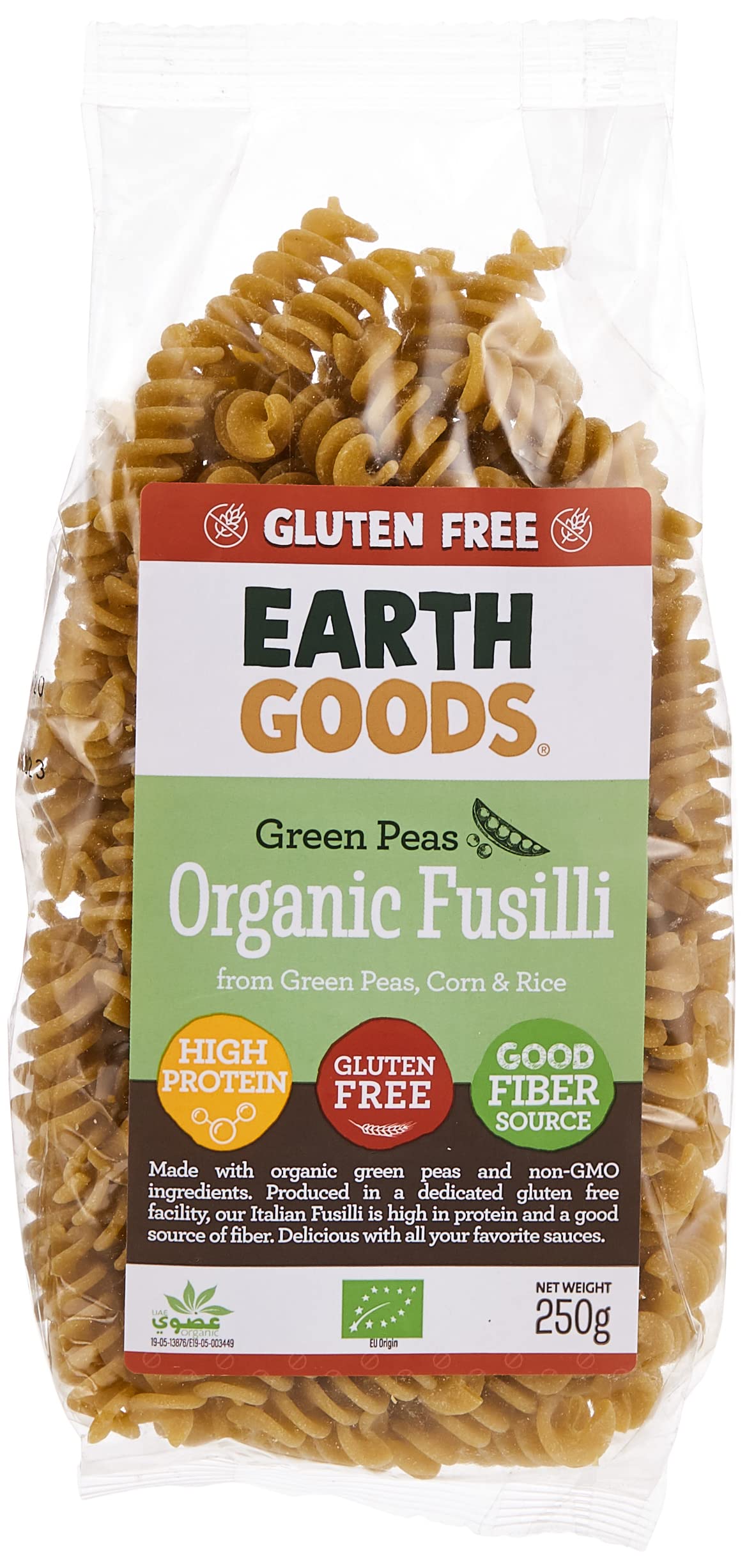 Earth Goods Organic Green Peas Fusilli Gf 250G