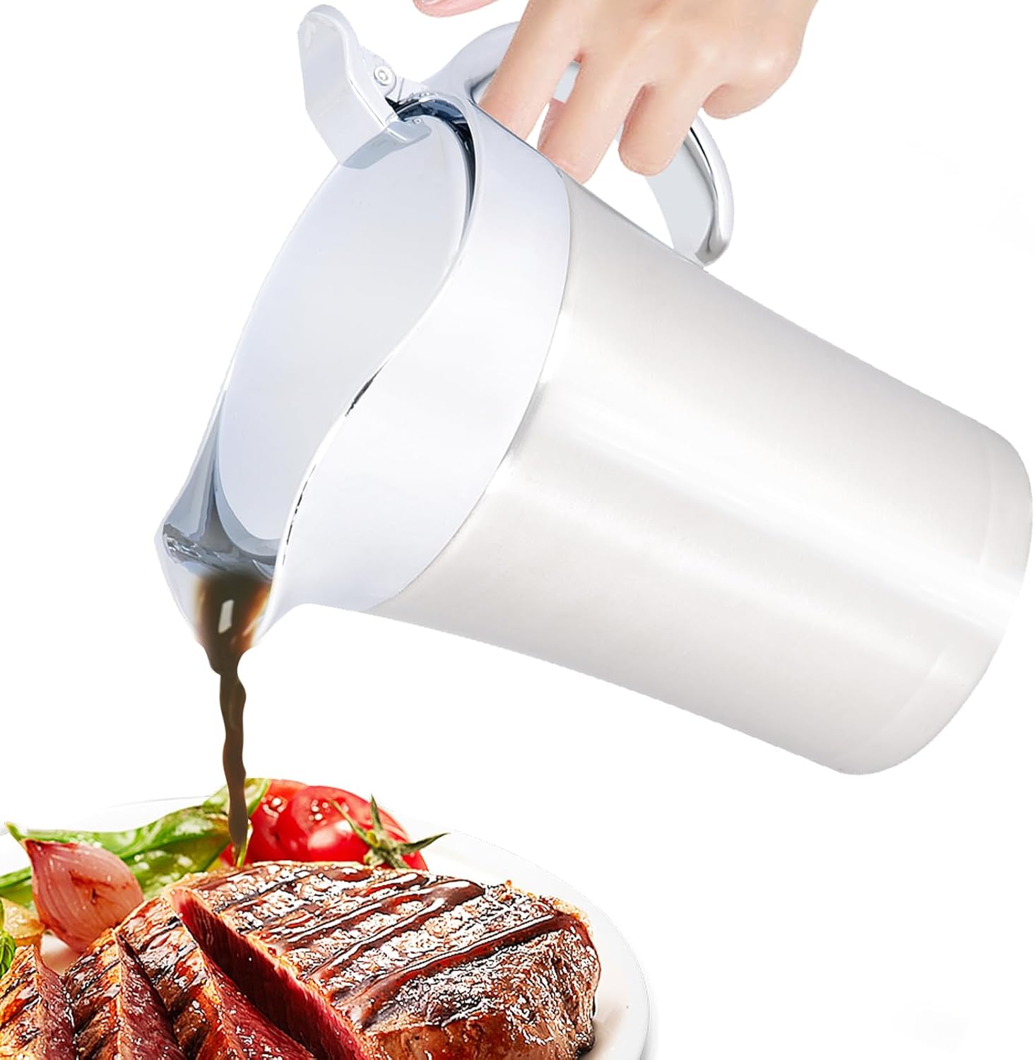 Gravy Boats, 750ml Large Gravy Warmer, 304 Stainless Steel Thermal