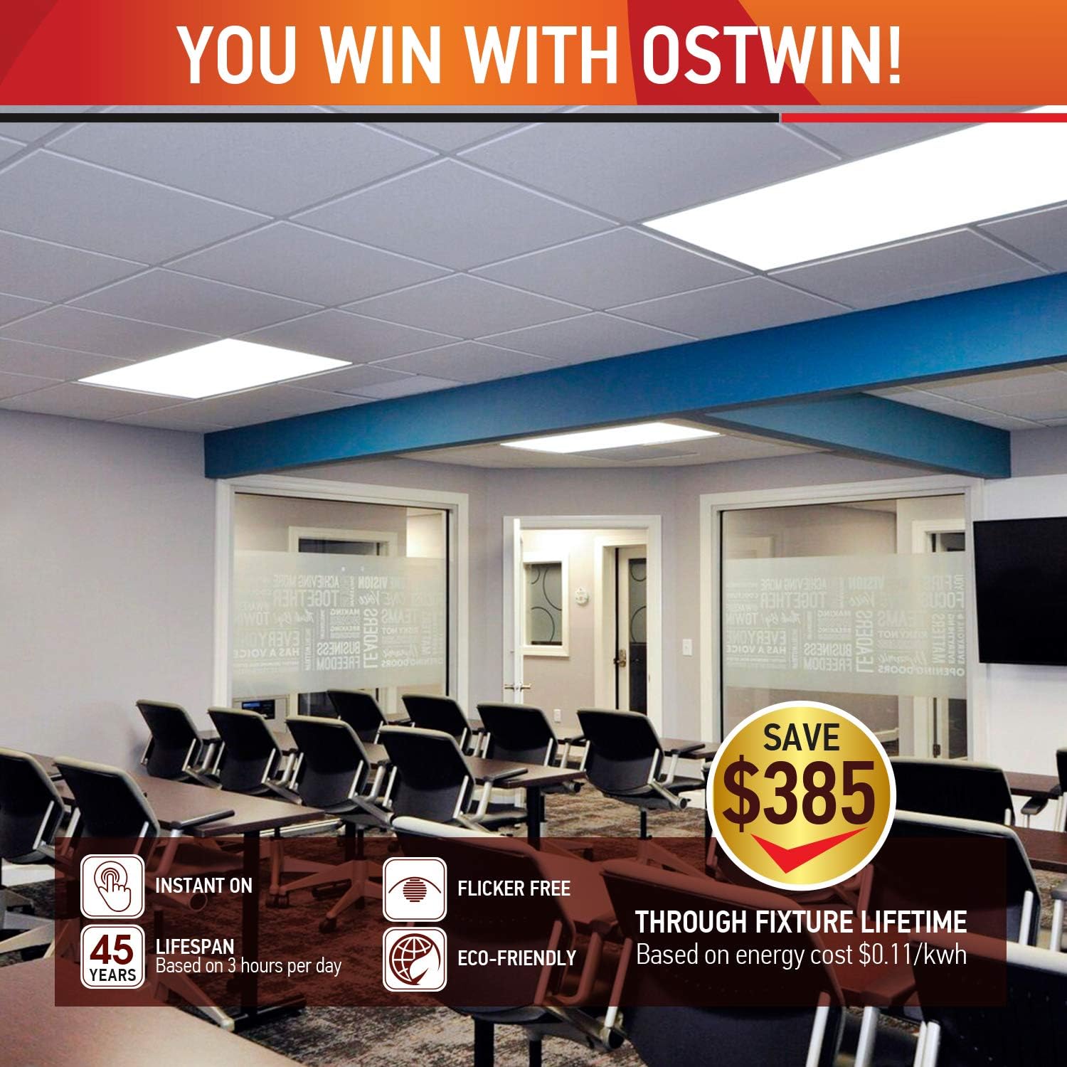 Crazy Deals OSTWIN 2x4 FT LED Flat Panel Light, 1-10V Dimmable, LED Troffer Panel 40W, 5000K (Daylight) 5000LM, Recessed Back-Lit Drop Ceiling Light 100V-277V, Thin Design PMMA Lens IC Rated ETL Listed 4-Pack