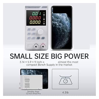 DC Power Supply Variable, DC Power Supply Adjustable 80V 10A 300W LED Digital Lab Bench Power Source Stabilized Power Supply Voltage Regulator Switch(SS-1605HP)
