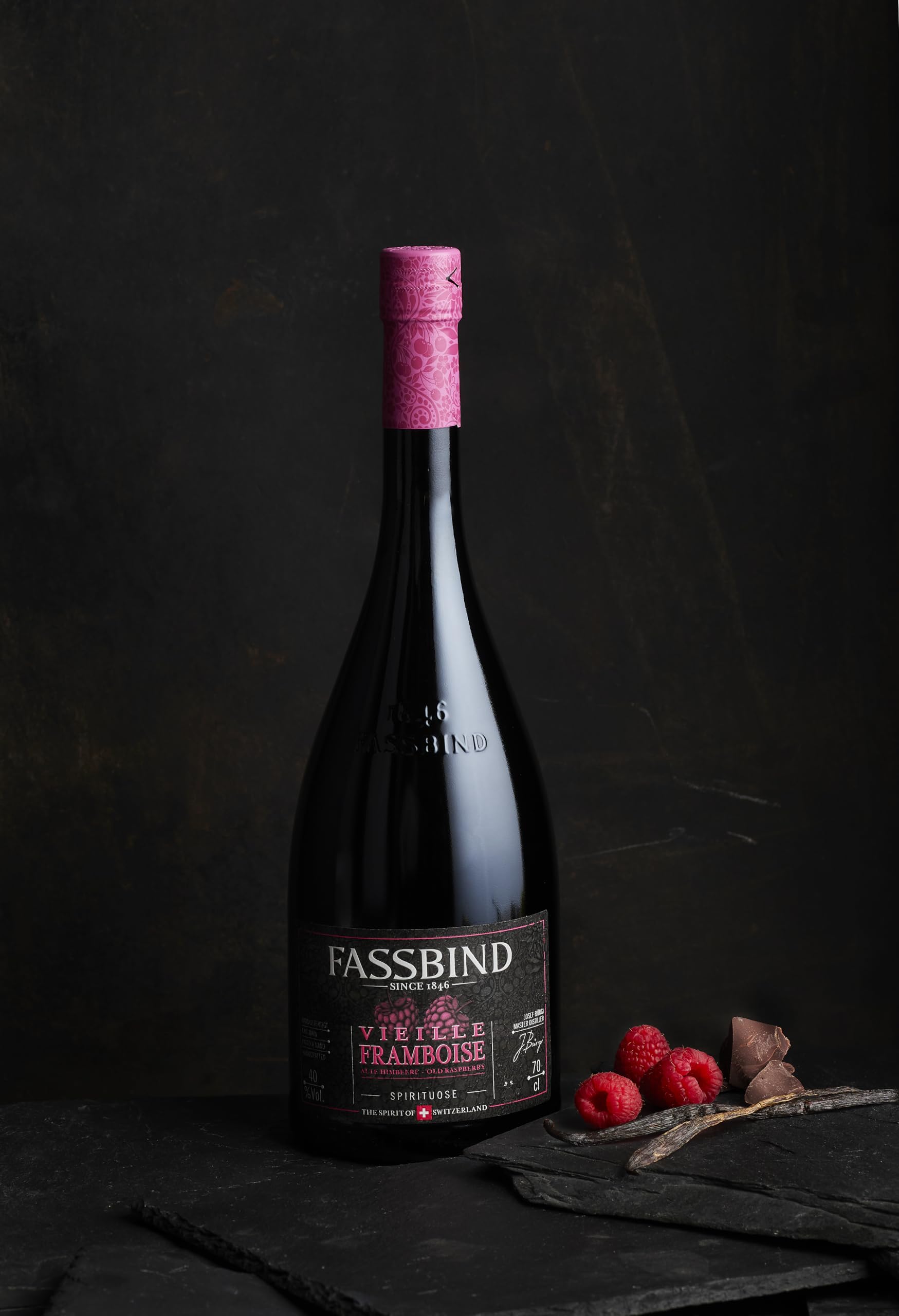 Fassbind Vieille Framboise (1 x 0.7 l) - Edler Schweizer Geist aus vollreifen Himbeeren mit 40% vol. Alkohol | 700 ml (1er Pack)