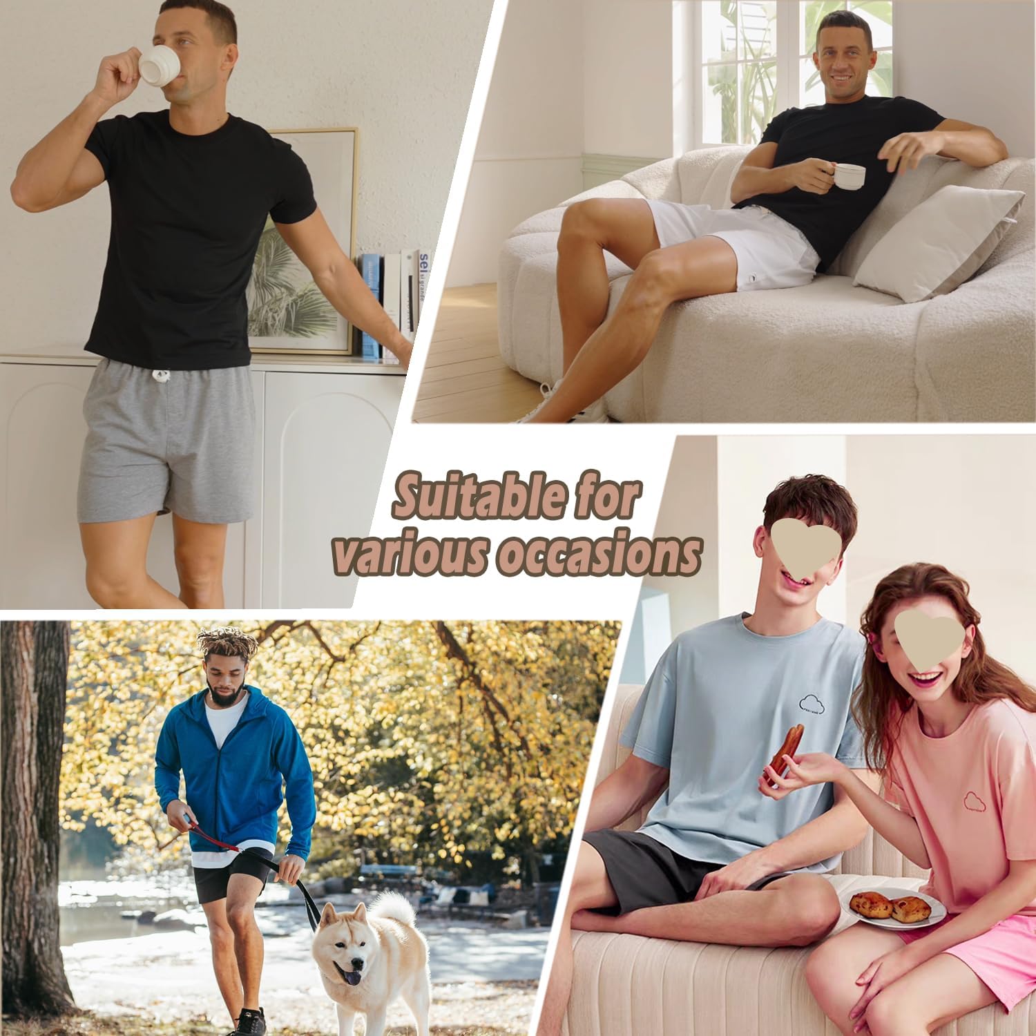 Mens 5 Inch Pajama Shorts Lounge Cotton Sleep Shorts Active Shorts Elastic Waist Lightweight PJ Bottoms Shorts - Image 2