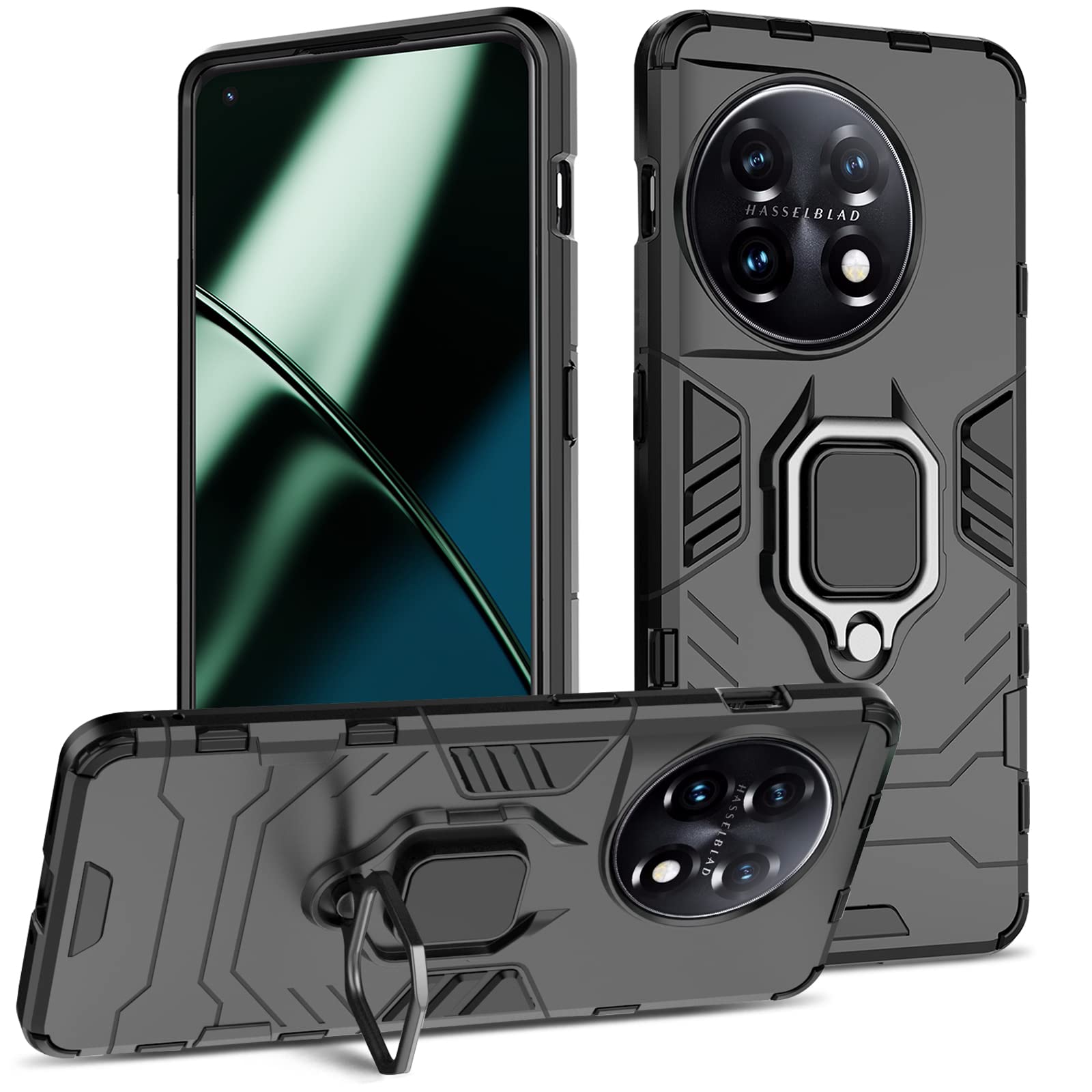 Funda para Samsung Galaxy A13 4G con Cristal Templado Protector Pantalla, Carcasa Antigolpes con Soporte anular metálico, Case Protectora de Grado Militar, Negro — view 113