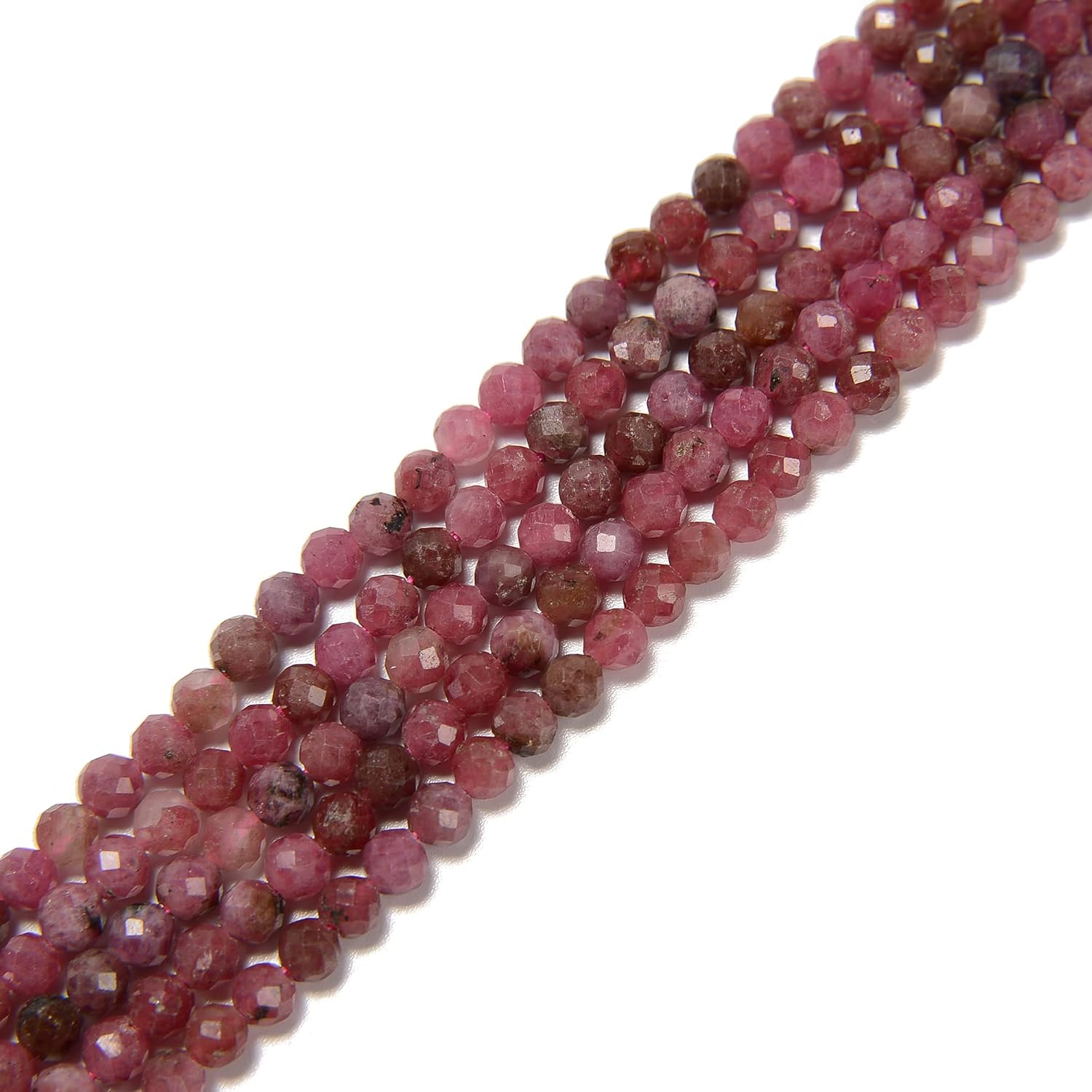 Natural Thulite Faceted Round Beads Size 3mm 15.5'' Strand for Jewelry Making