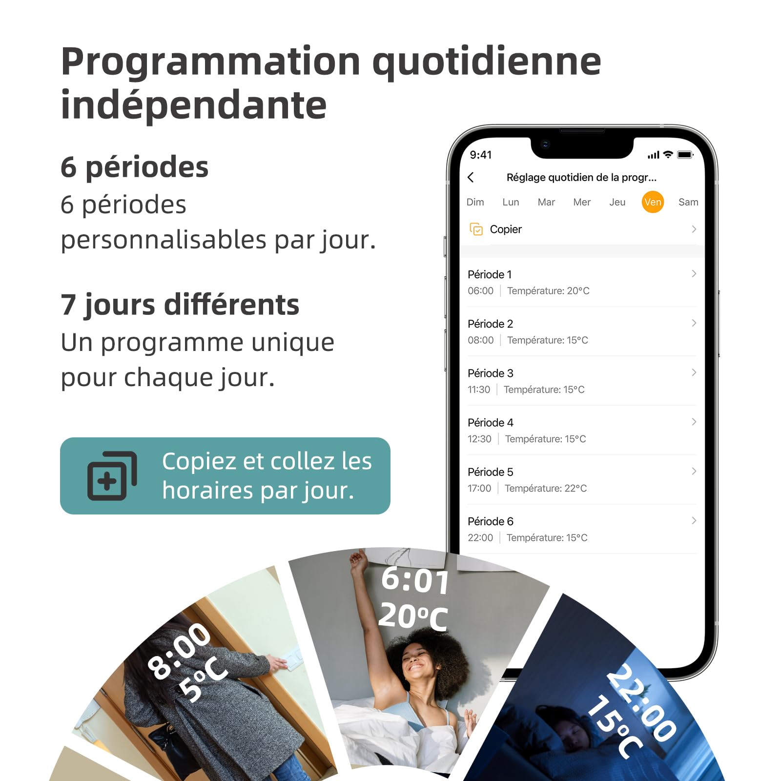 Thermostat Connecté WiFi,Thermostat Chaudière Gaz à Pile,Thermostats 2 Fils,Thermostats d'ambiance Programmable Quotidienne,Compatible avec Alexa et Google Home, Voix et Télécommande,3A,Murale