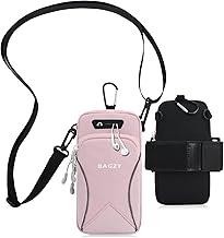 BAGZY Mobile Phone Pouch Sports Armband Bag for Men Waterproof Passport Arm Bag Wallet Purse Running Arm Bag with Hole for 7.6 Inch Phone, Pink