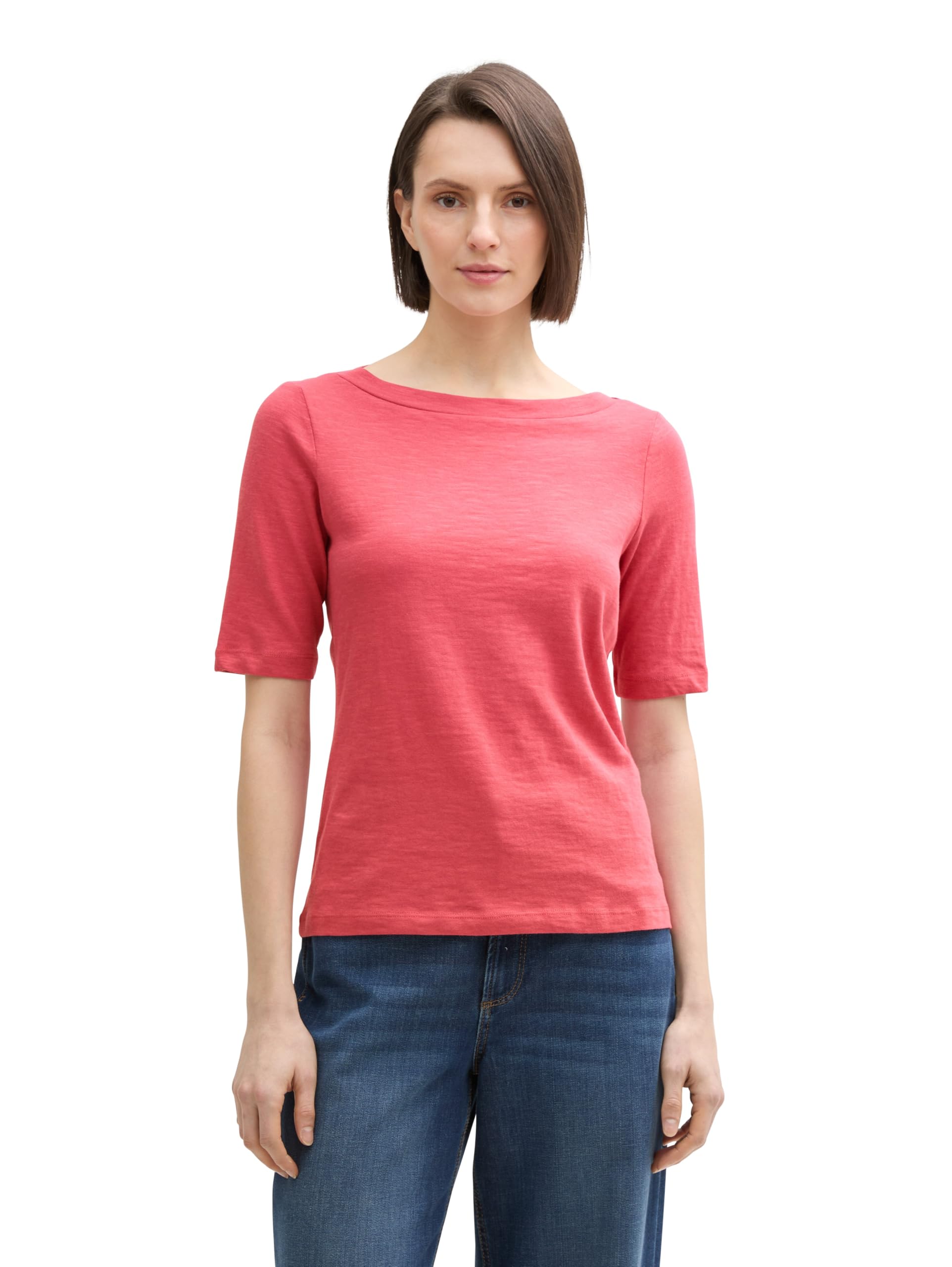 Tom Tailor Damen T-Shirt mit U-Boot-Ausschnitt