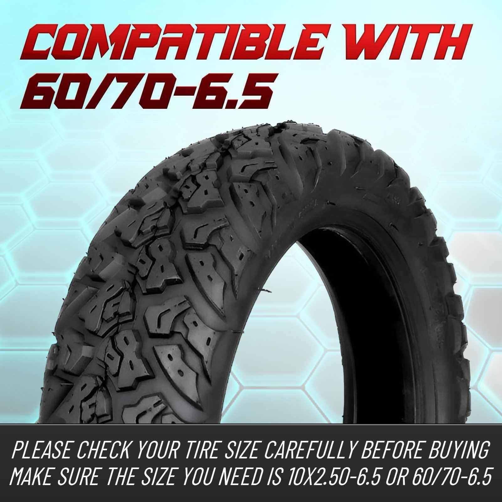 Pneu amélioré 10x2.50-6.5 Tubeless Tire pour scooter | 10 pouces 10x2.50/6.5 Pneu Tubeless Scooter électrique | 10x2.50 6.5 Electric Scooter Off Road Caoutchouc Pneu