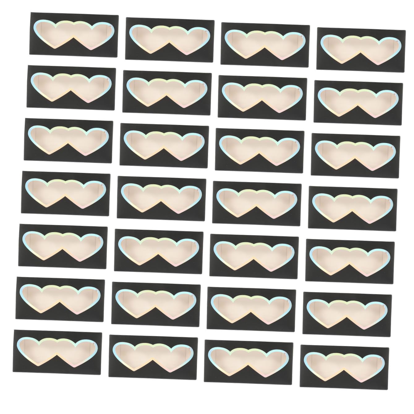 Scatola per Imballaggio Ciglia Finte a Cuore Nera 50 Pezzi | Carta, Coperchio Trasparente, per Uso Quotidiano e Outdoor, Confezione da 50