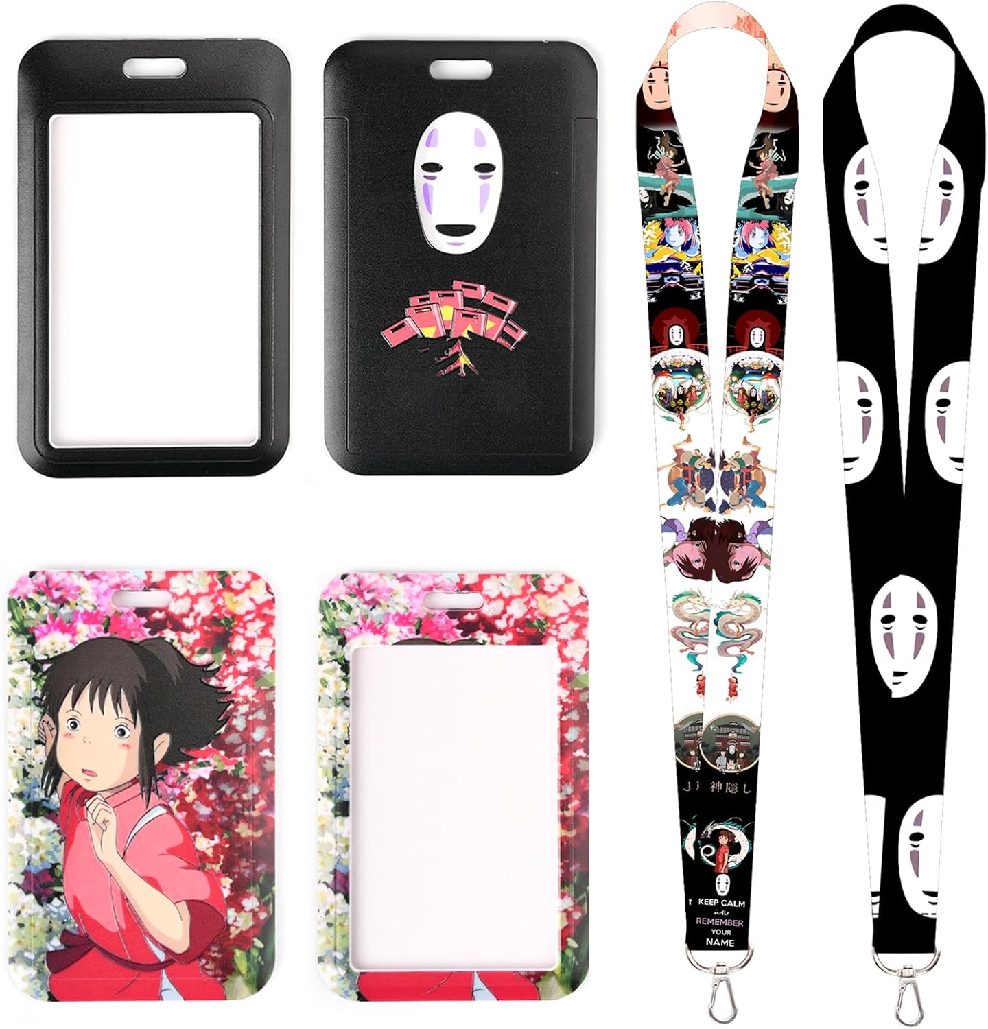 Pounchi Cute Anime Lanyard (2 Pcs) with Cartoon ID Badge Holder