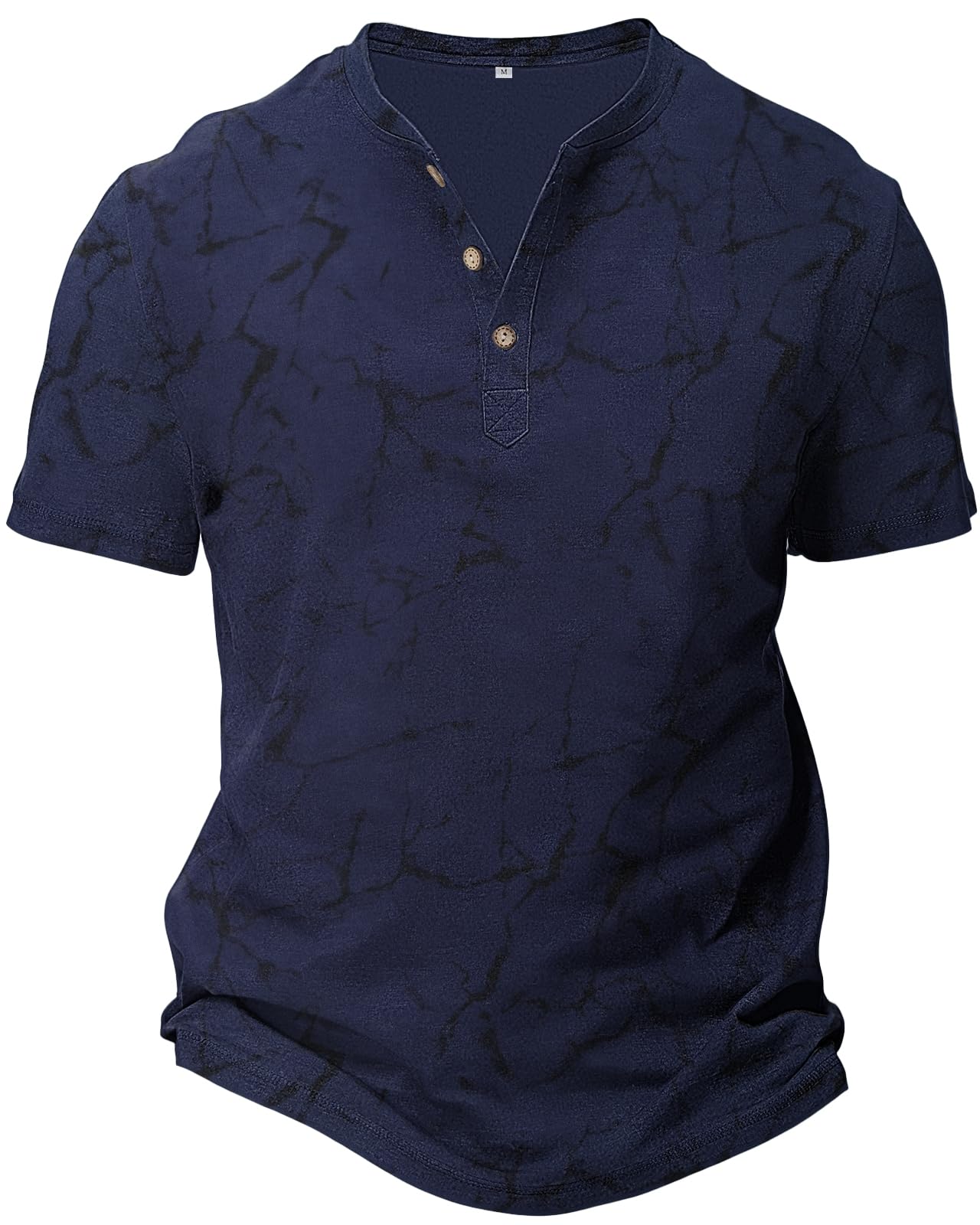 HMIYA Hemd Herren 100% Baumwolle Vintage Henley Shirt Kurzarm T-Shirts für Herren Sommerhemd Beiläufig Männer