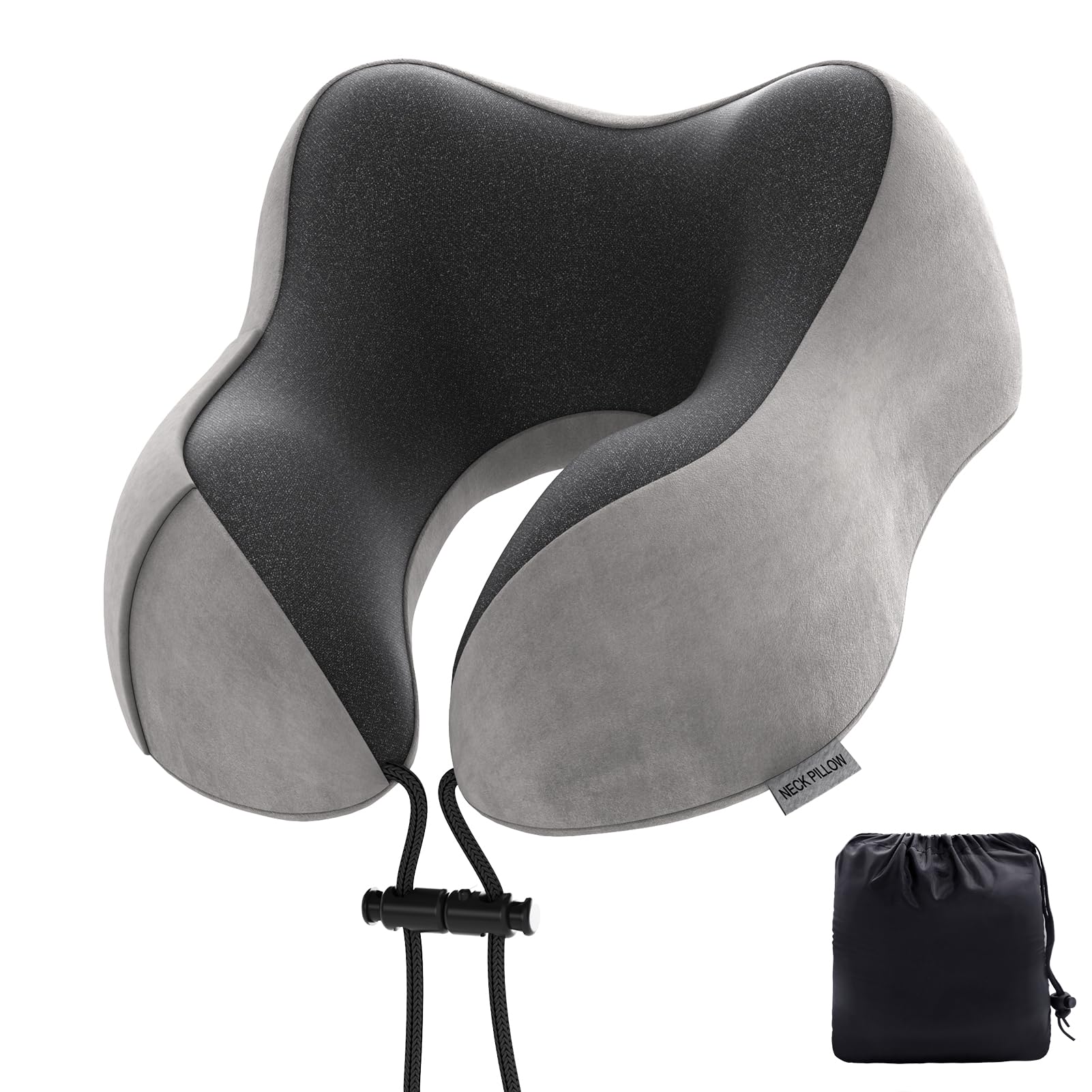 Senders Travel Pillow Memory Foam Neck Pillow Lightweight Quick Pack for Airplane Train Car Neck Support Pillow for Travel Camping (Khaki)