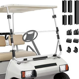 Club Car DS Windshield(Clear), Golf Cart Foldable Windshield Suitable for 1982-2000.5 Club Car DS Golf Carts, Club Car Foldable Clear Windshield Replacement, PC Shield