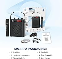 Vista 8 de Amplificador de voz con micrófono inalámbrico y altavoz - Sistema PA Bluetooth portátil mini con micrófono de mano, megáfono recargable ultraligero