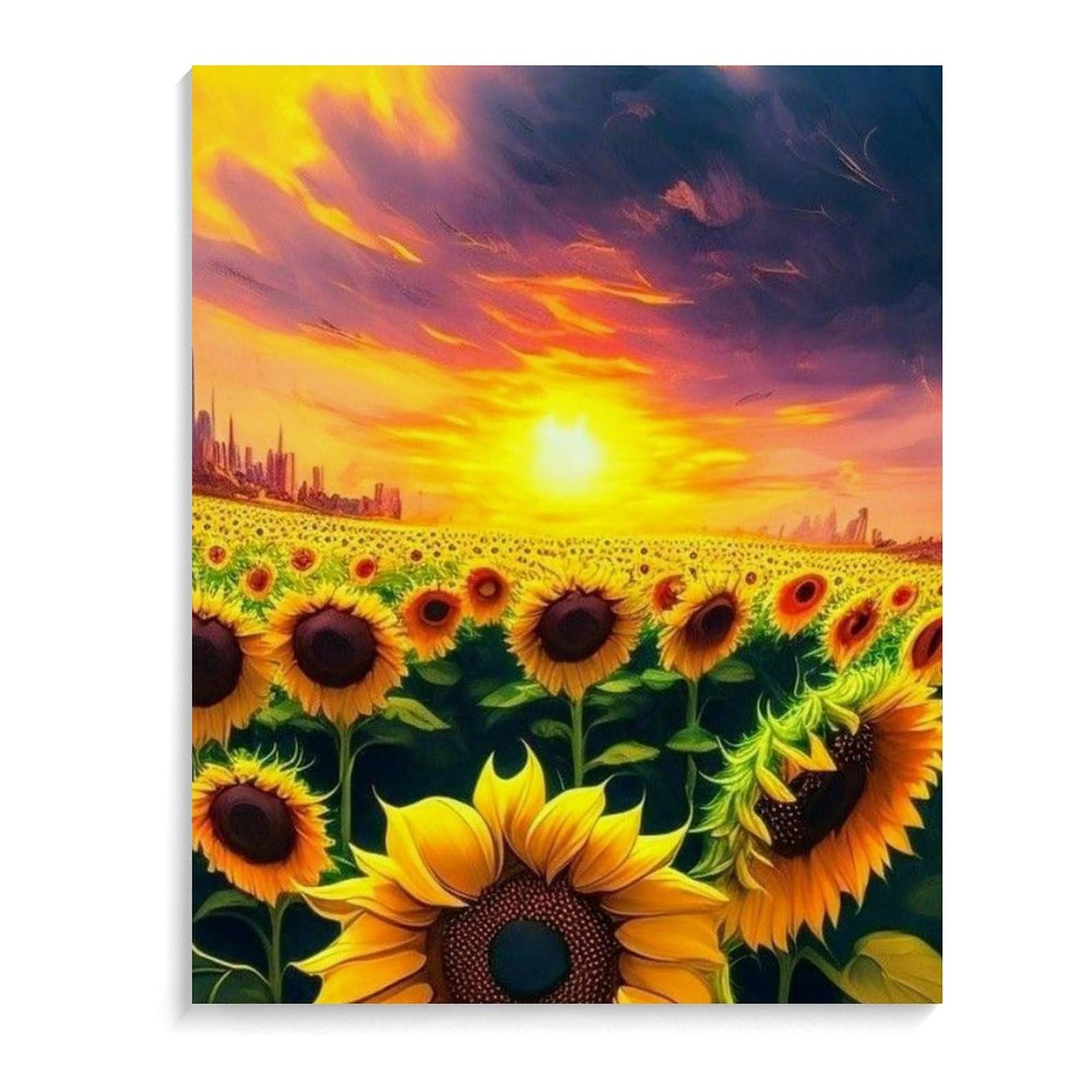 油絵 絵画【夕暮れのひまわり畑】【Ａ4】 絵画【夕暮れのひまわり畑】【Ａ4】 油絵