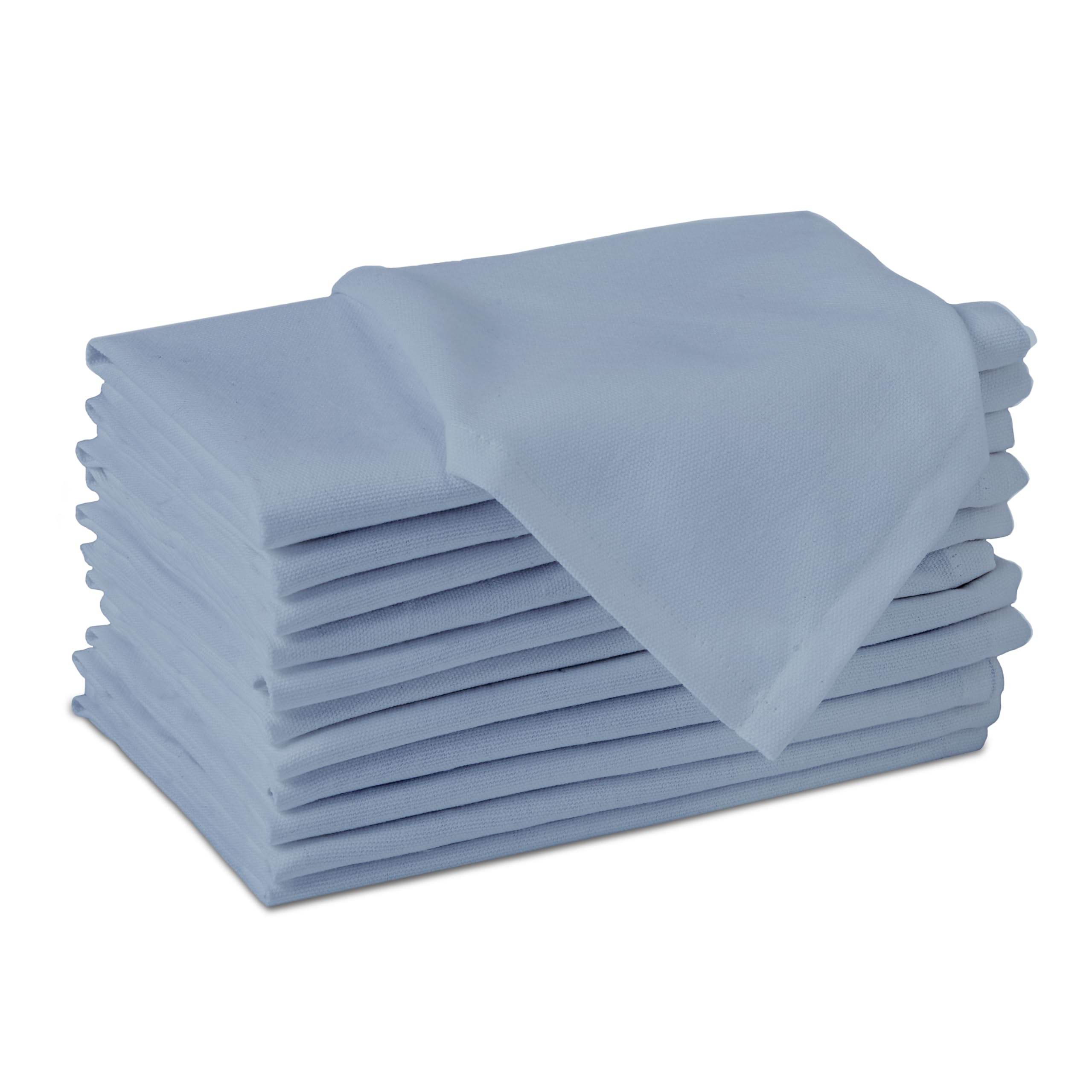 Encasa XO B Grey Cloth Napkins Set of 12, 17x17 in | Solid Color Cotton Dinner Napkins | Washable & Reusable Wedding Napkins for Holiday Dinners, Party, & Everyday Table Decor