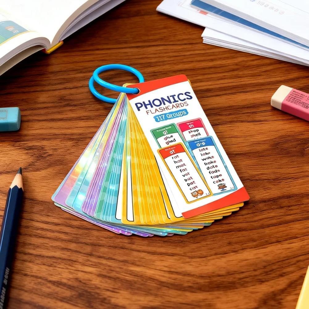 Phonics Flash Cards Word Family Build Book, Learn to Read Phonics Rhyme Flip Books with 60cards 117groups - Alphabet, Sight Words, Colors, Numbers, Animals for Kids Homeschool & Preschool Learning