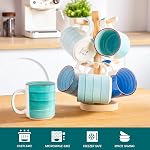 vancasso Bonita Ceramic Coffee Mug Set of 6,16 Oz Coffee Cups with Large Handle for Tea,Latte,Cappuccino,Milk,Cocoa,Dishwasher&Microwave Safe(Blue)